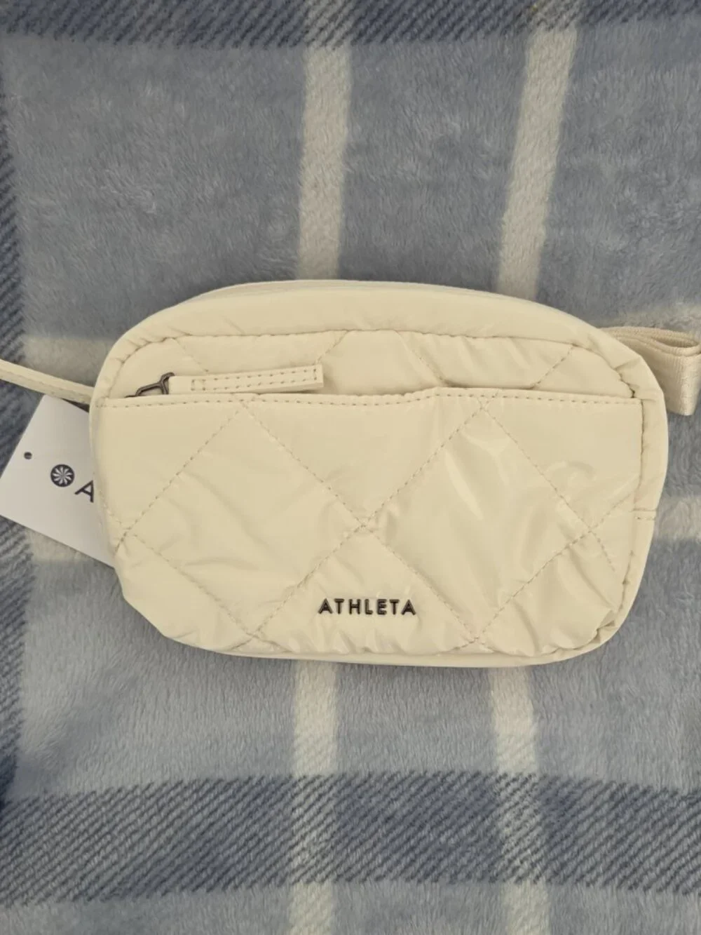 Athleta, All About Shine Quilted Crossbody Belt Bag, Bone Shine, NWT